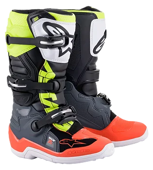 Alpinestars Youth Tech 7S Crossisaappaat Musta/ Harmaa/ Punainen/ Valkoinen/ Keltainen