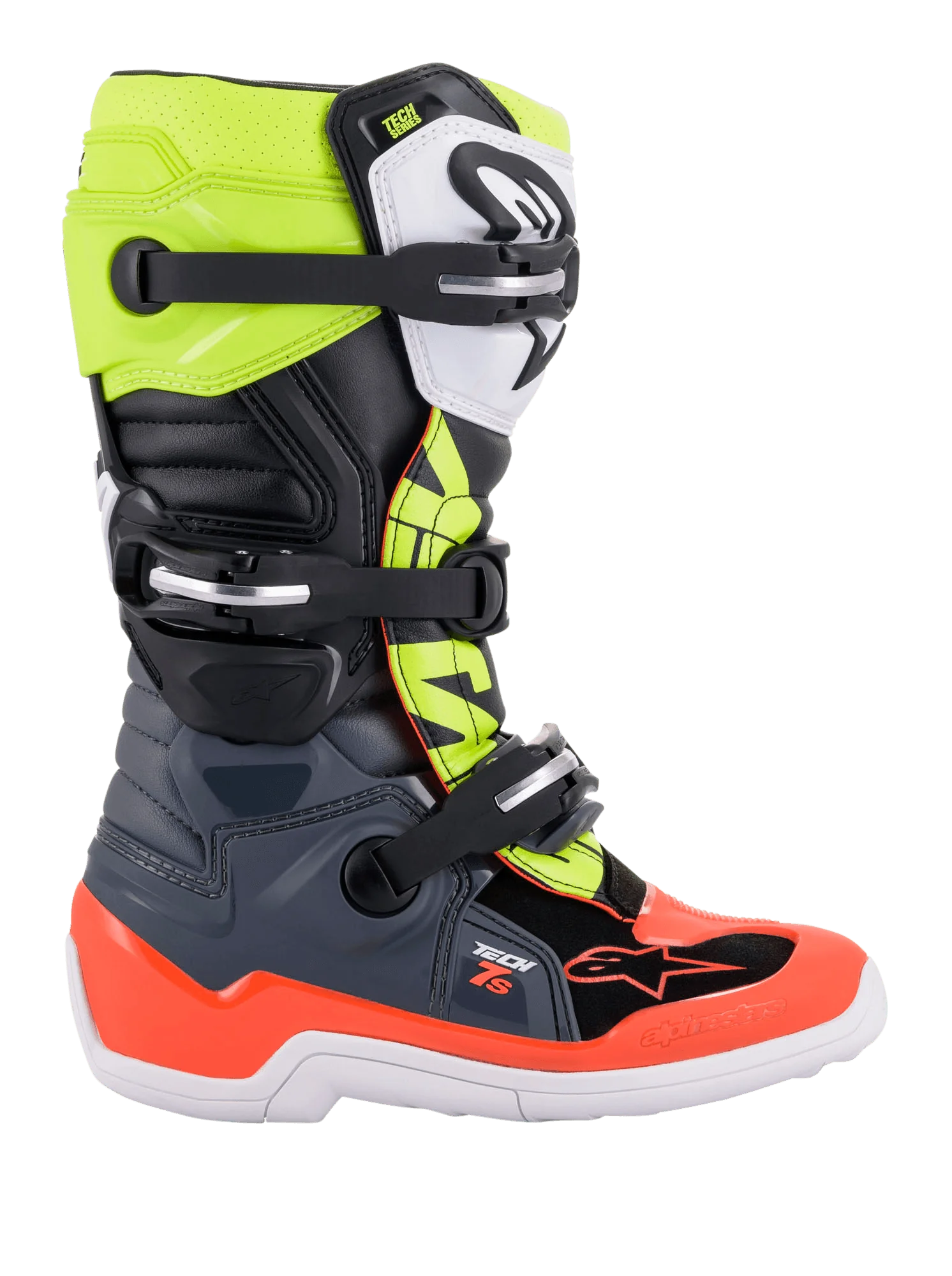 Bota TECH 7S juvenil Alpinestars Negro/ Gris/ Rojo/ Blanco/ Amarillo - 2