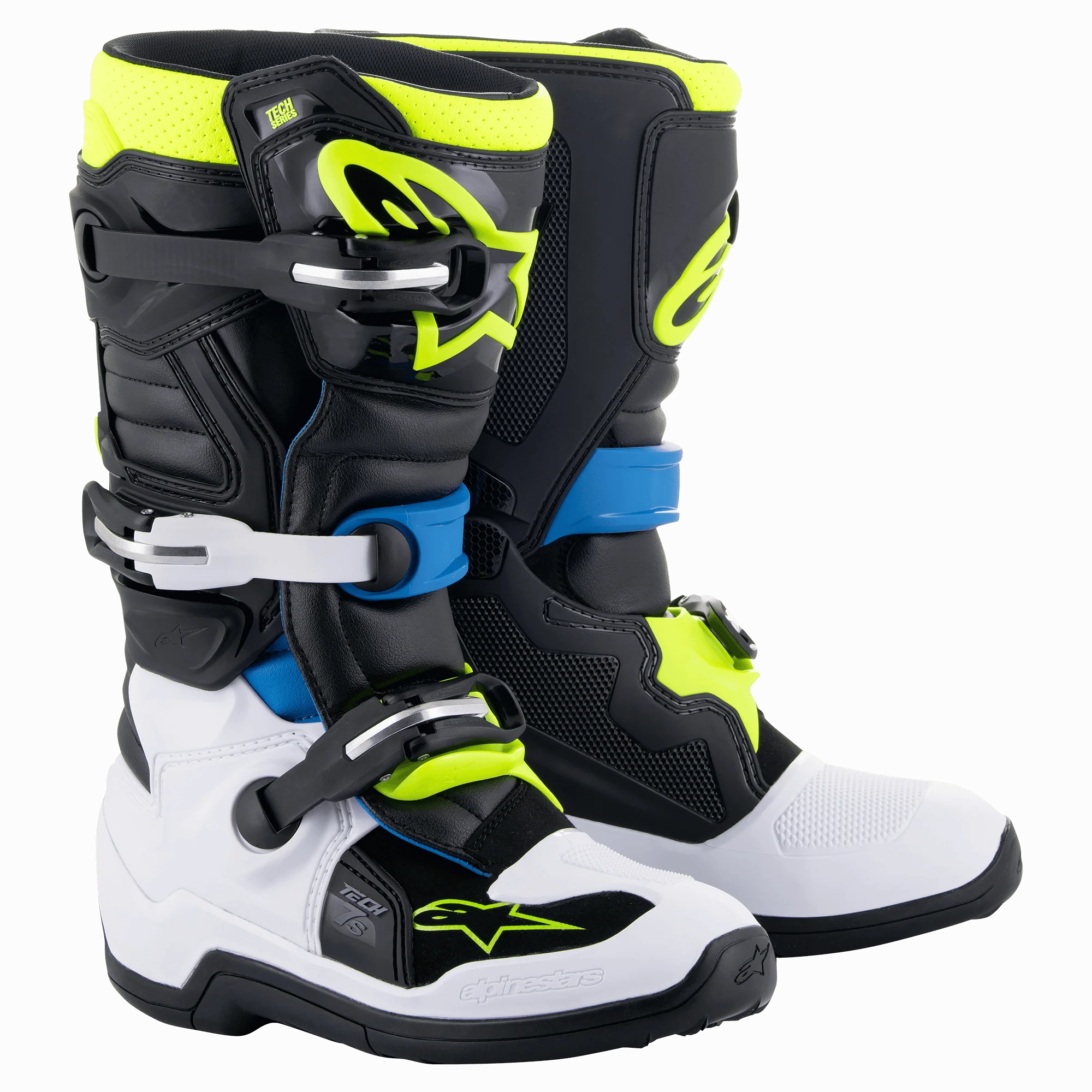 Alpinestars Tech 7S Kinderstiefel Schwarz/ Blau/ Wieß/ Gelb