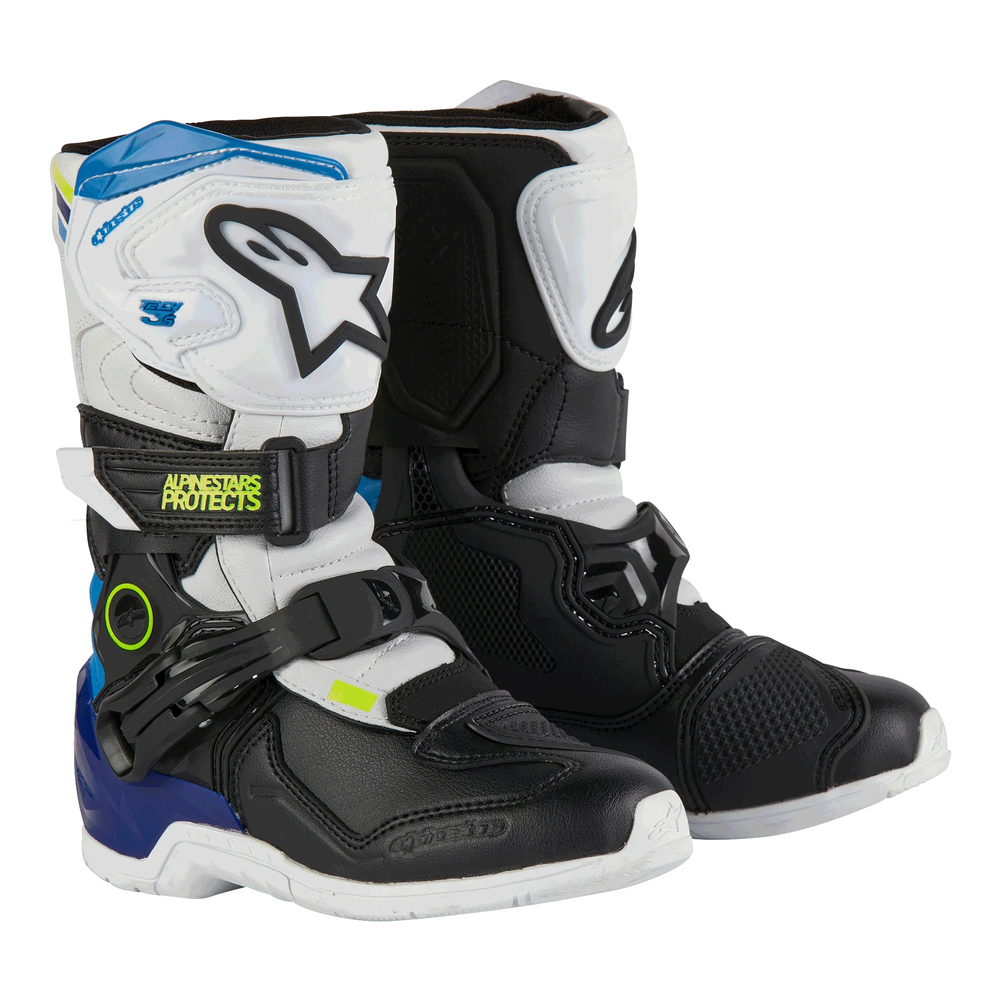 Alpinestars Kids Tech 3S Stiefel Schwarz/ Blau/ Wieß