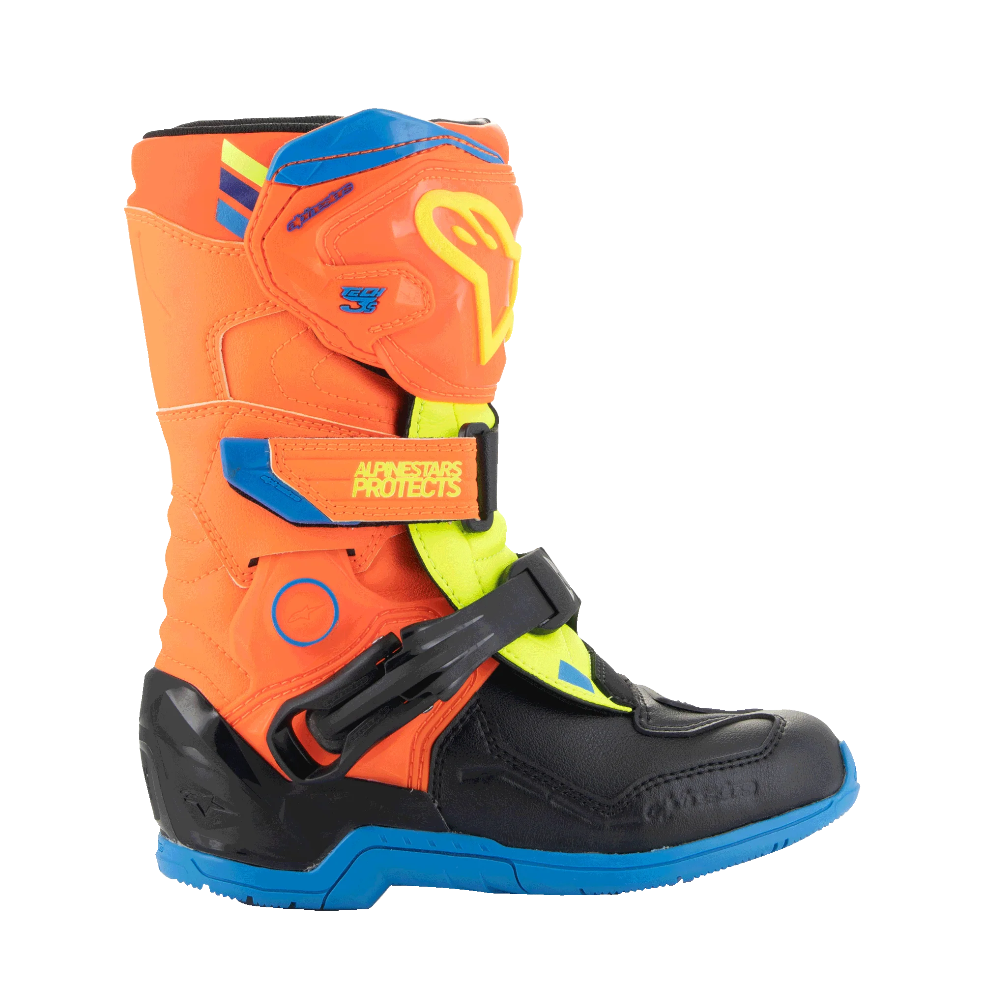 Alpinestars Kids Tech 3S Crossisaappaat Sininen/ Hi-Vis Oranssi/ Hi-Vis Keltainen - 2