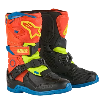 Alpinestars Kids Tech 3S Crossisaappaat Sininen/ Hi-Vis Oranssi/ Hi-Vis Keltainen