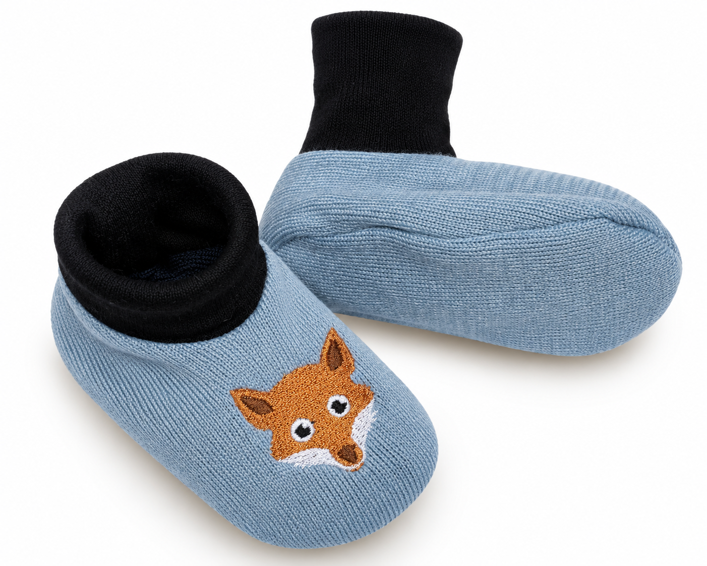 Babytossor i merinoull med räv – återbrukade | 3–6 mån - 2