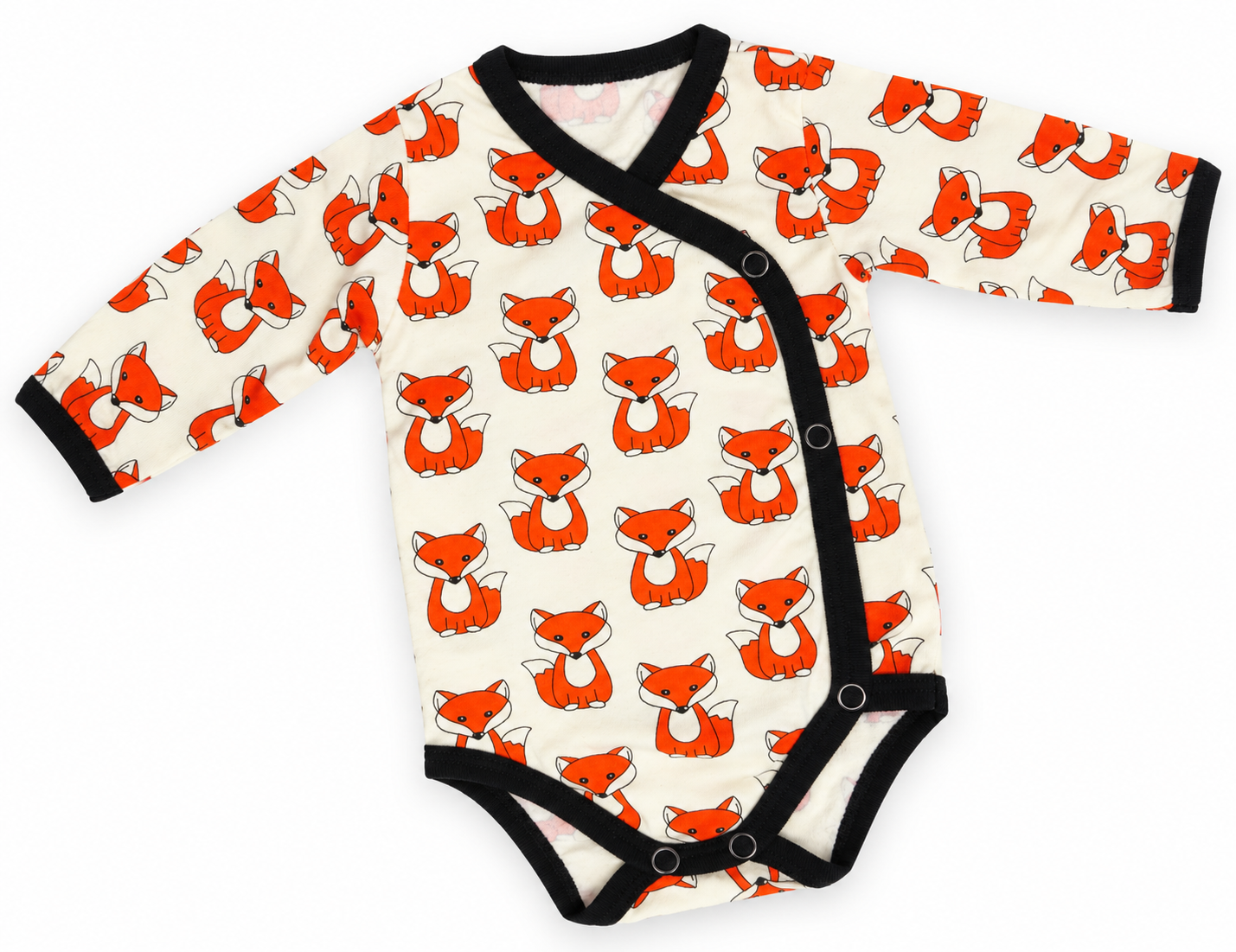 Babyset i bomull med rävar – omlottbody & byxa | 50/56 - 2