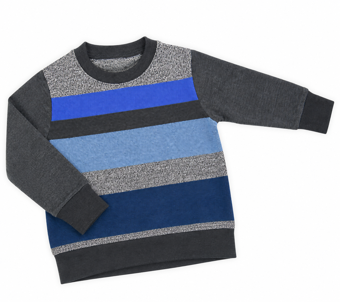 Ullset Reuse i 100 % merinoull – blå/grå ränder | 86/92 - 2