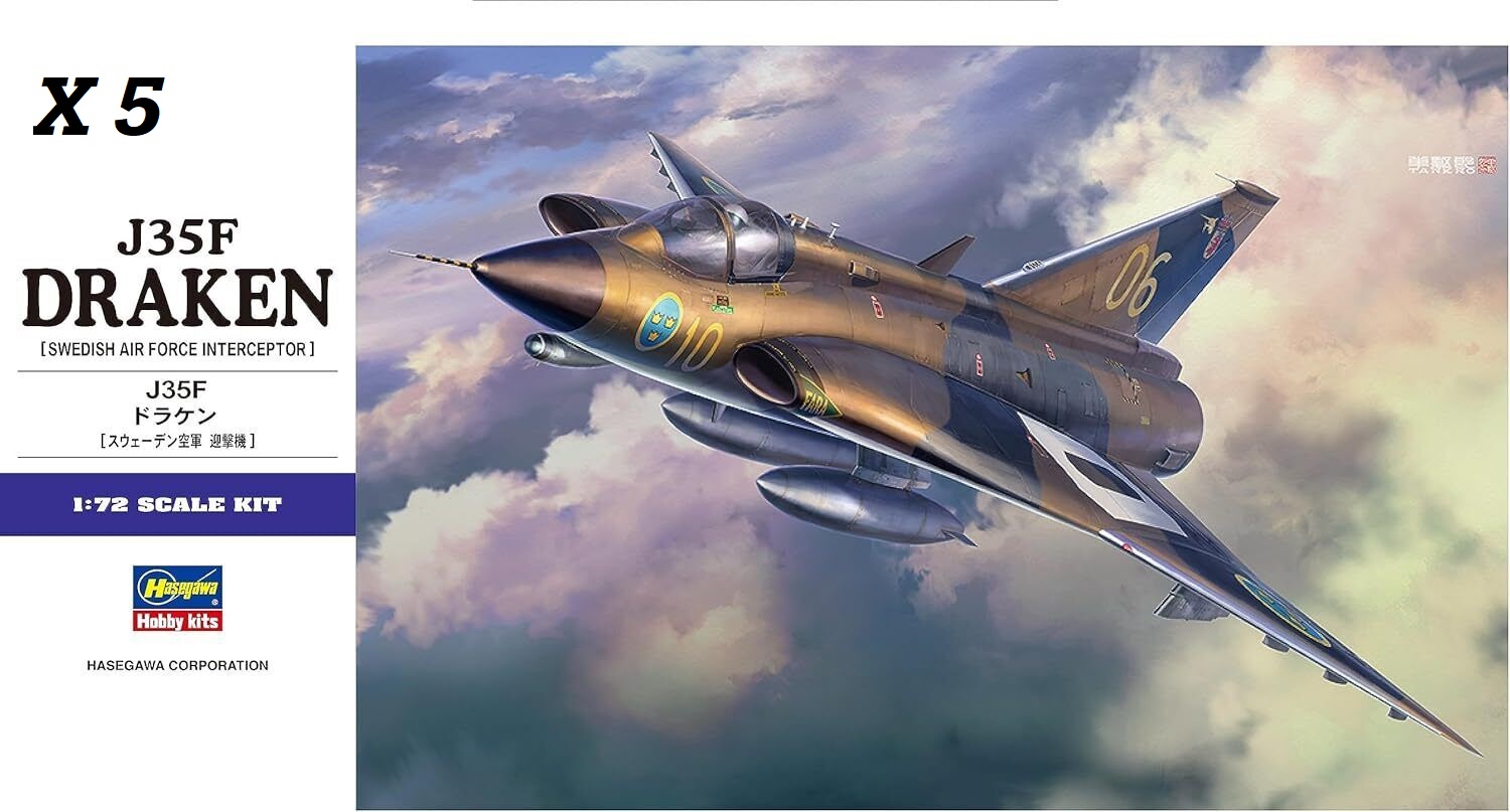 1/72 5 x J35F Draken (E48) - NEW PRICE!