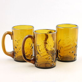 Bengt Edenfalk (Troll 1960s) Three Brown Mugs with Relief Decor 12 cm