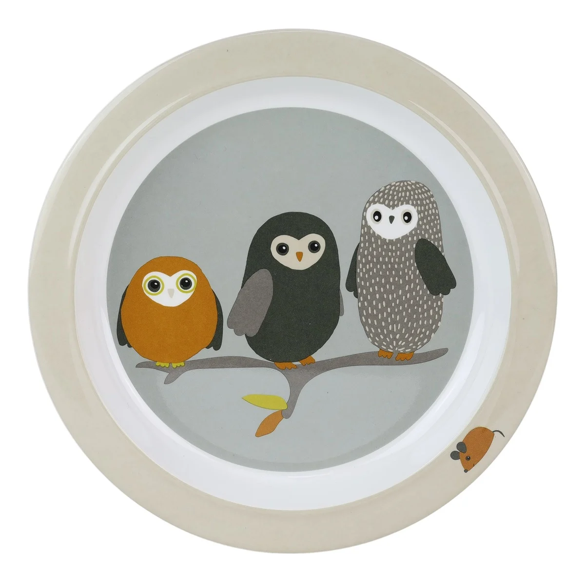 Rätt Start Flat Tallrik med Halkskydd - Owls