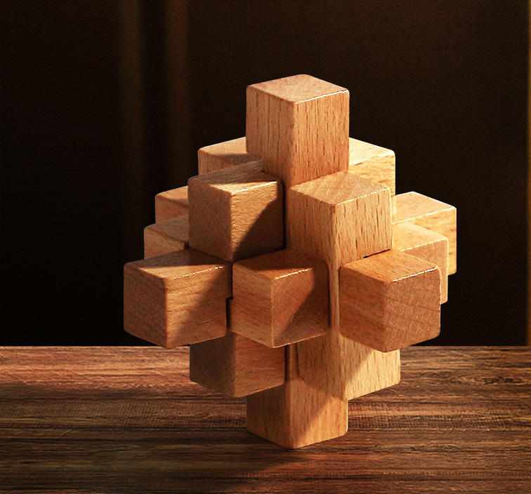 Brain Exercise Wooden Puzzle Difficulty Level 2 - 3