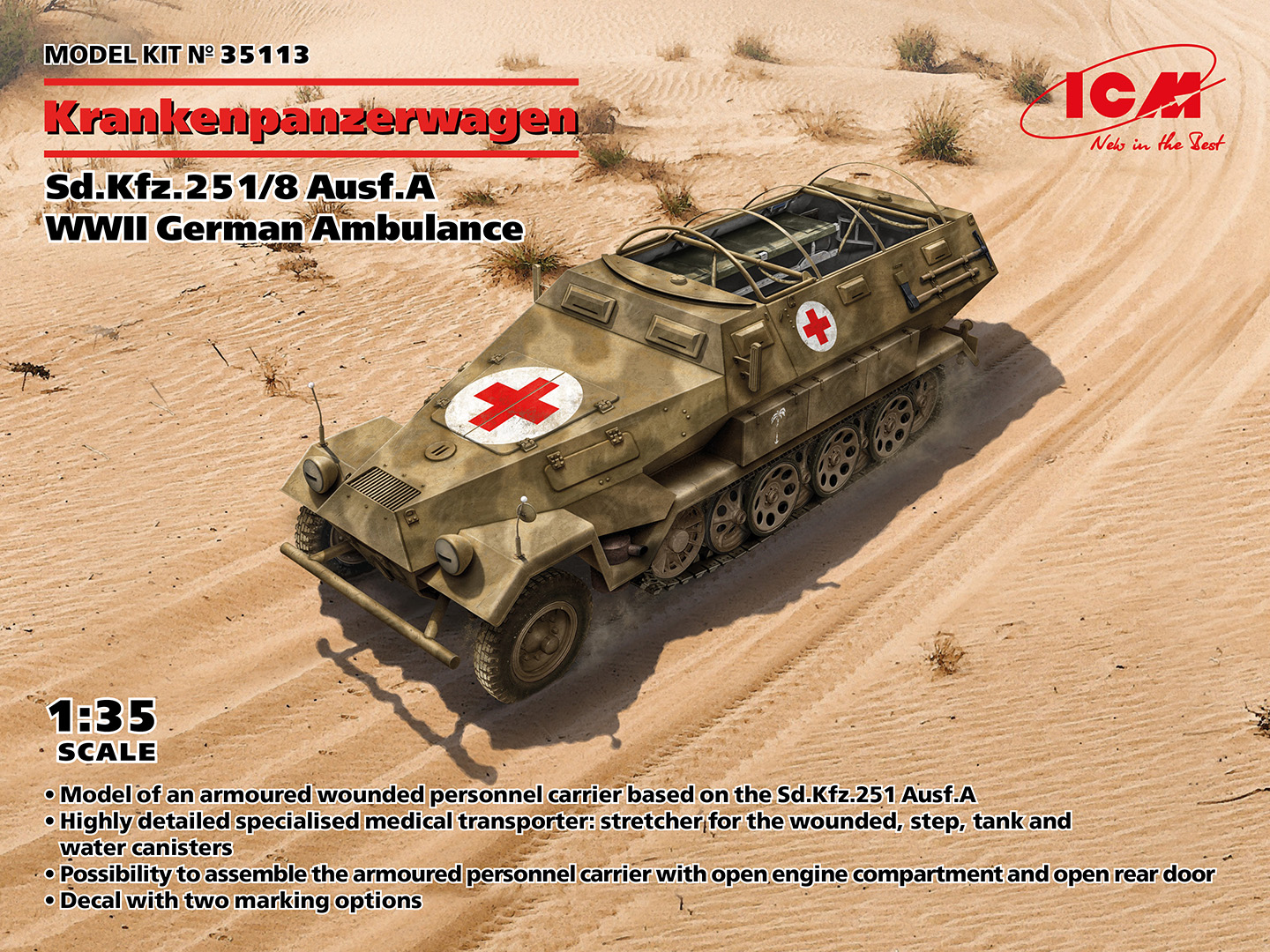 1/35 Krankenpanzerwagen Sd.Kfz.251/8 Ausf.A WWII German Ambulance