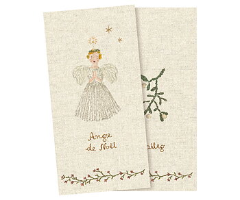 Maileg, Christmas, napkin, Ange de Noël white, small, 16 pcs