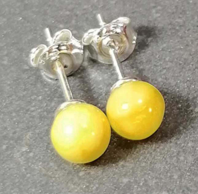 Stiftörhängen i Silver med Bärnsten - 2