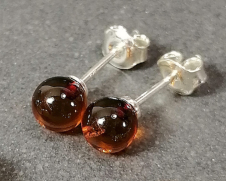 Stiftörhängen i Silver med Bärnsten - 3