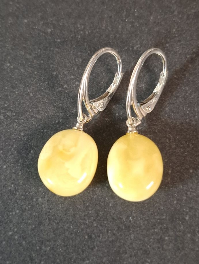 Örhängen i Silver med Bärnsten - Oval