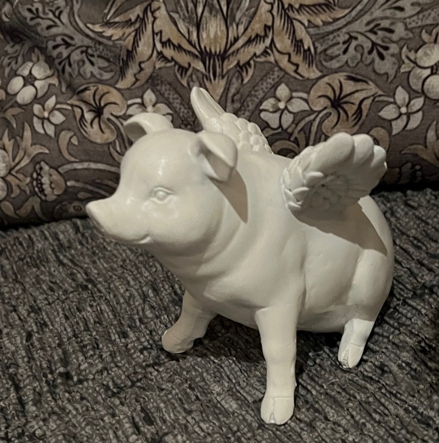 Änglagris gris med vingar "When pig can fly" shabby chic lantlig stil Gårdsromantik - 2