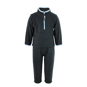 Fleece set halv zip - svart