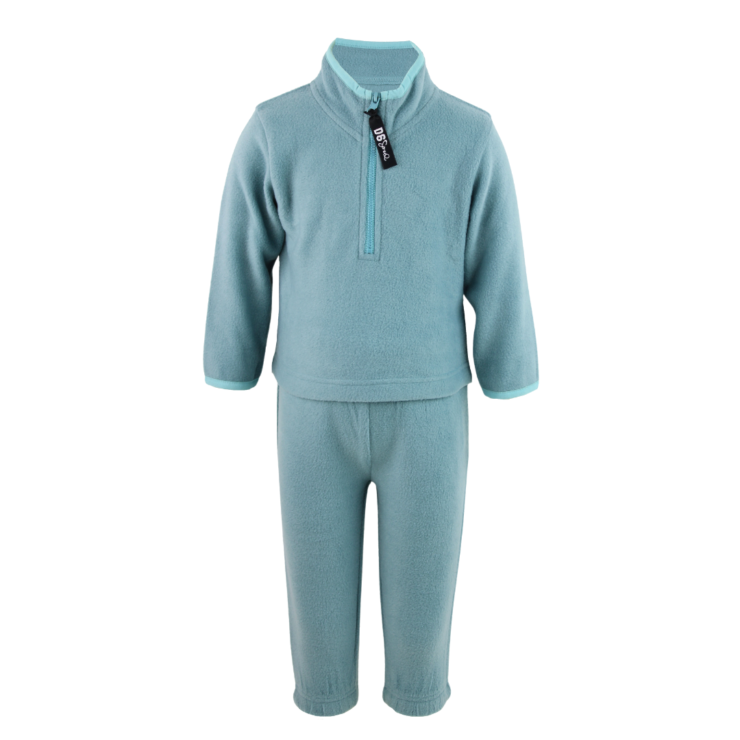 Fleece set halv zip - turkos