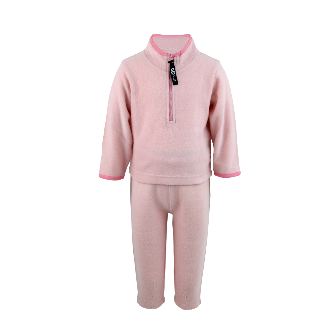 Fleece set halv zip - rosa