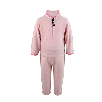 Fleece set halv zip - rosa