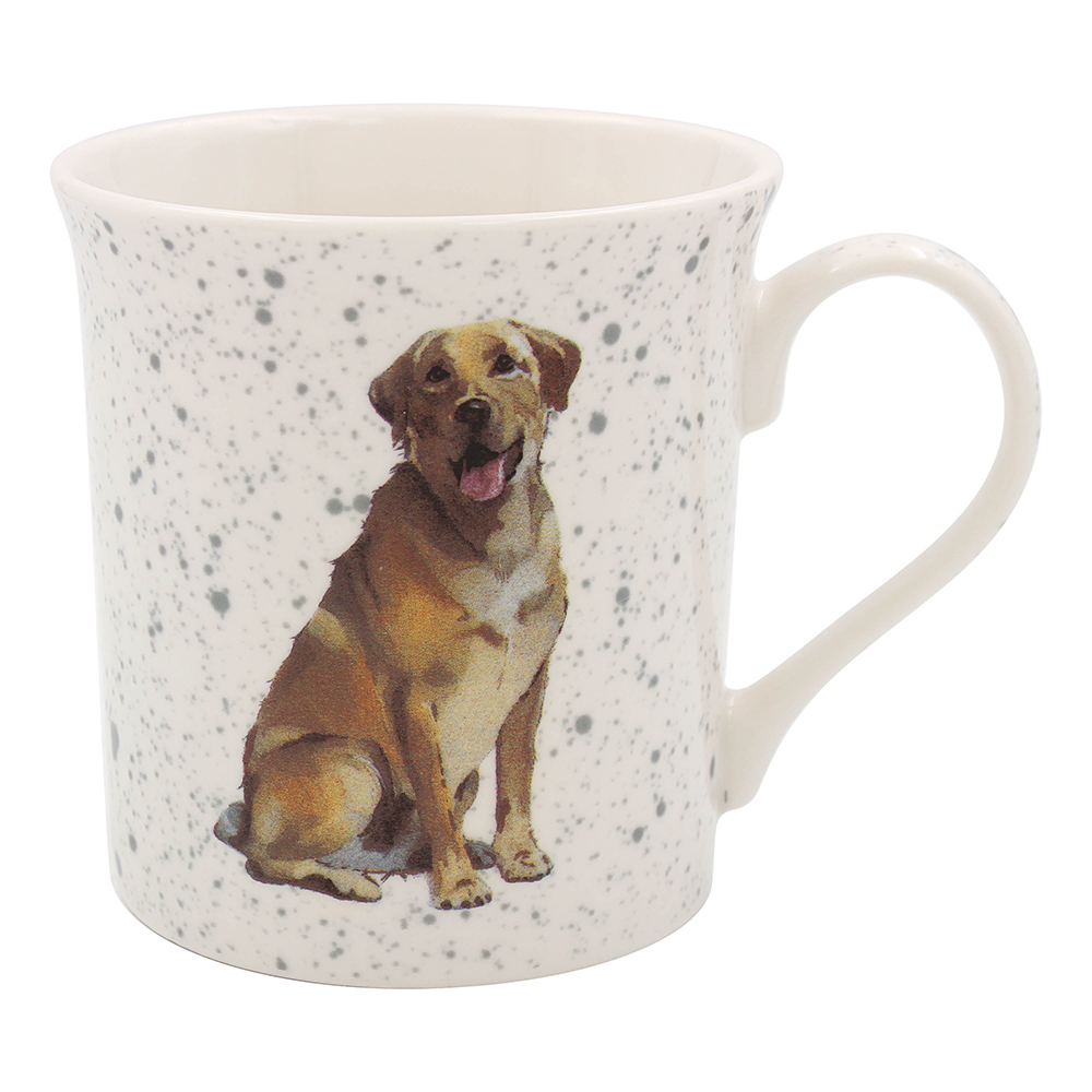 Fin mugg i Engelskt porslin, Gul Labrador