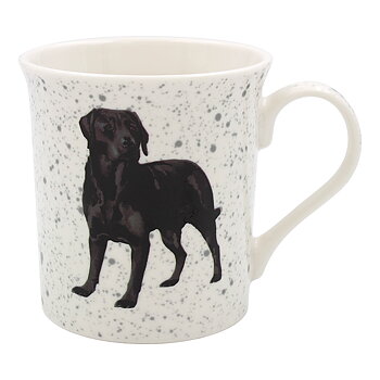 Fin mugg i Engelskt porslin, Svart Labrador