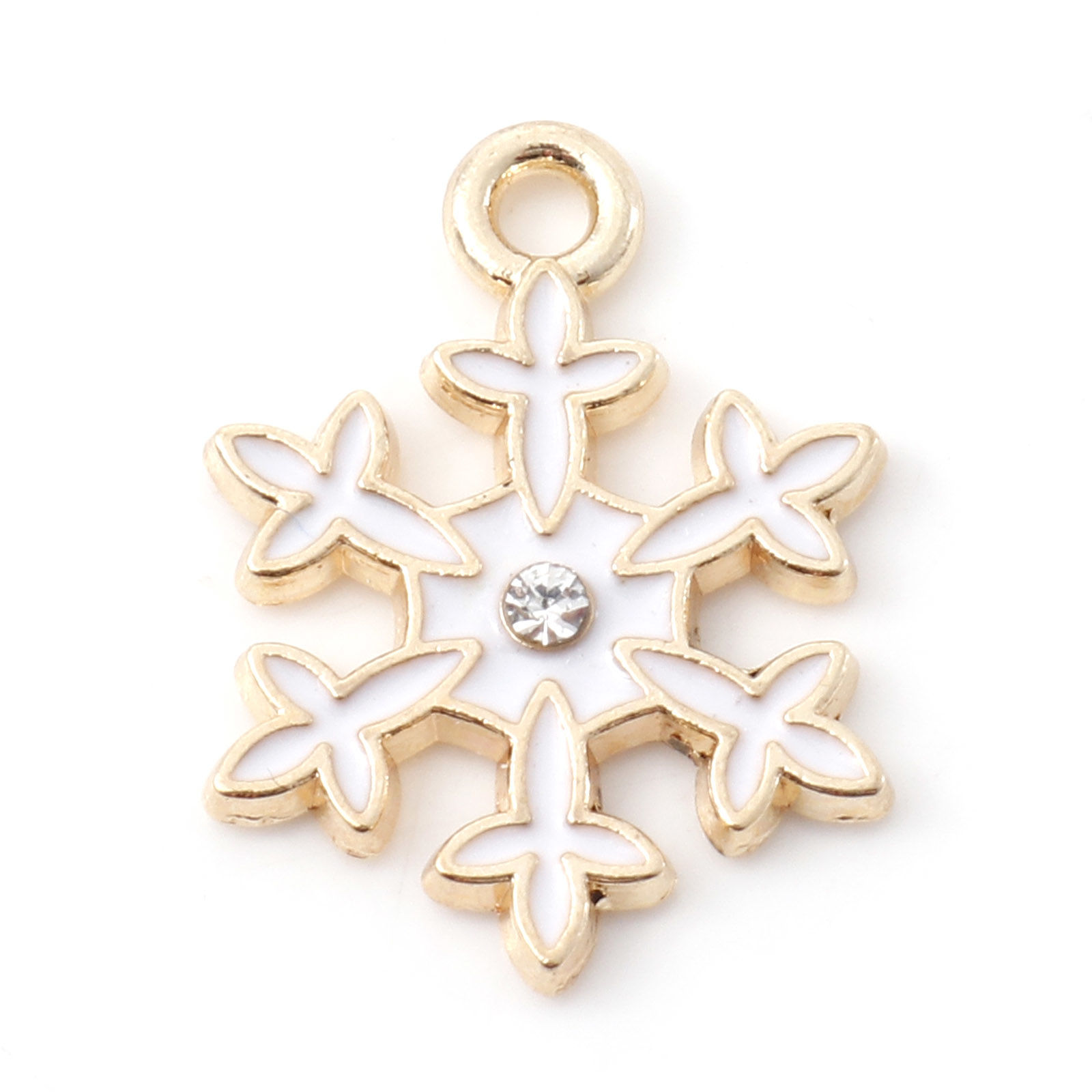 Berlock - enameld  snowflake w rhinestones