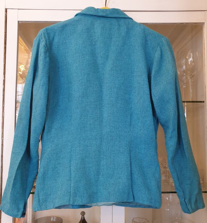 Jacket wool turquoise plush 1950s-1960s size M - 2
