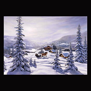 Vinterlandskap - Kylskåpsmagnet Jan Bergerlind 10 x 7 cm - M4