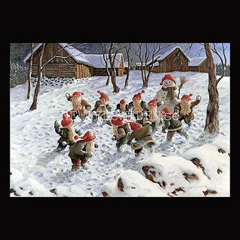 Snöbollskrig - Kylskåpsmagnet Jan Bergerlind 10 x 7 cm - M4
