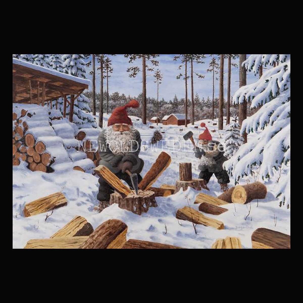 Vedklyvning - Kylskåpsmagnet Jan Bergerlind 10 x 7 cm - M4