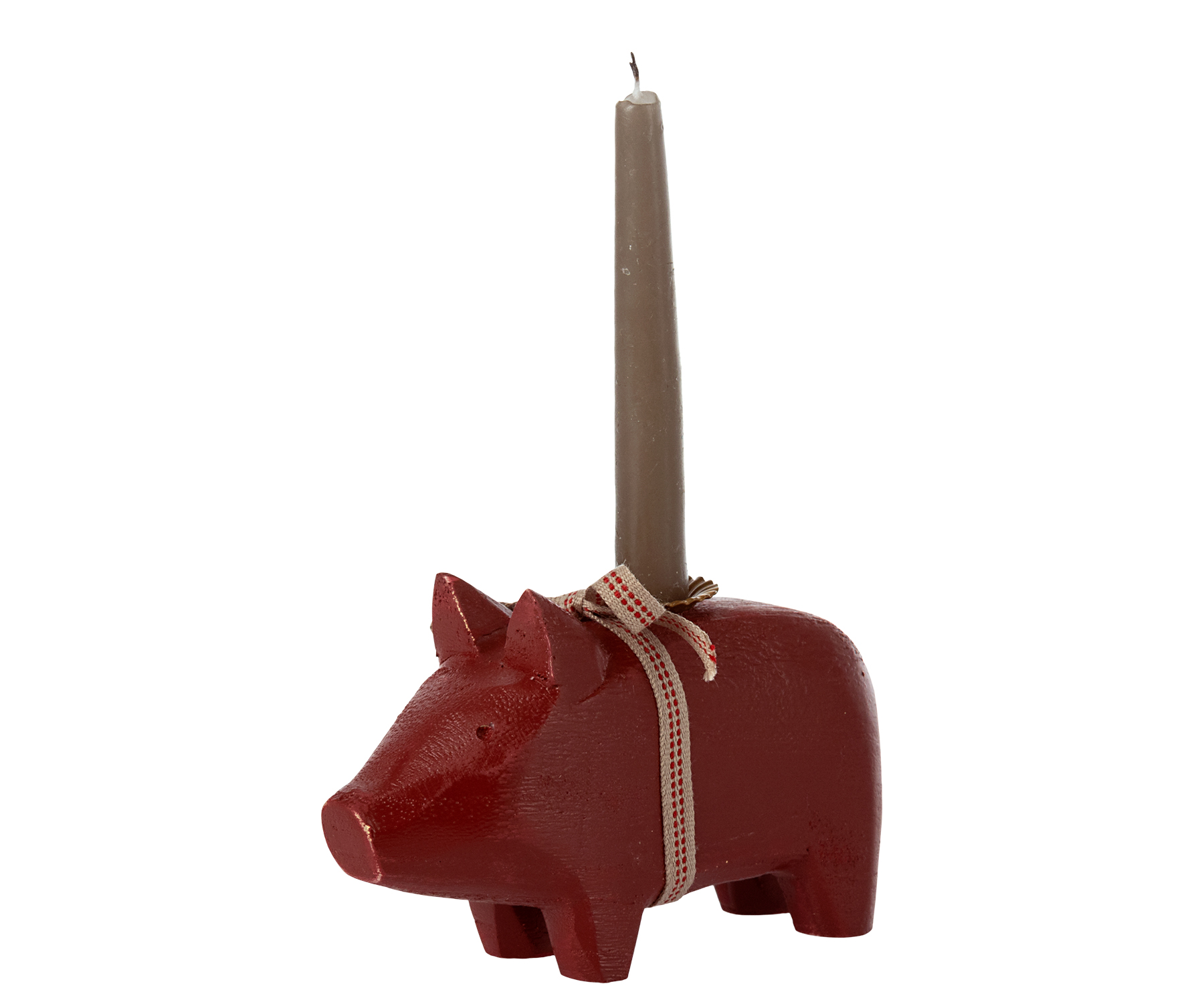 Maileg, Christmas, candle holder pig, small, red