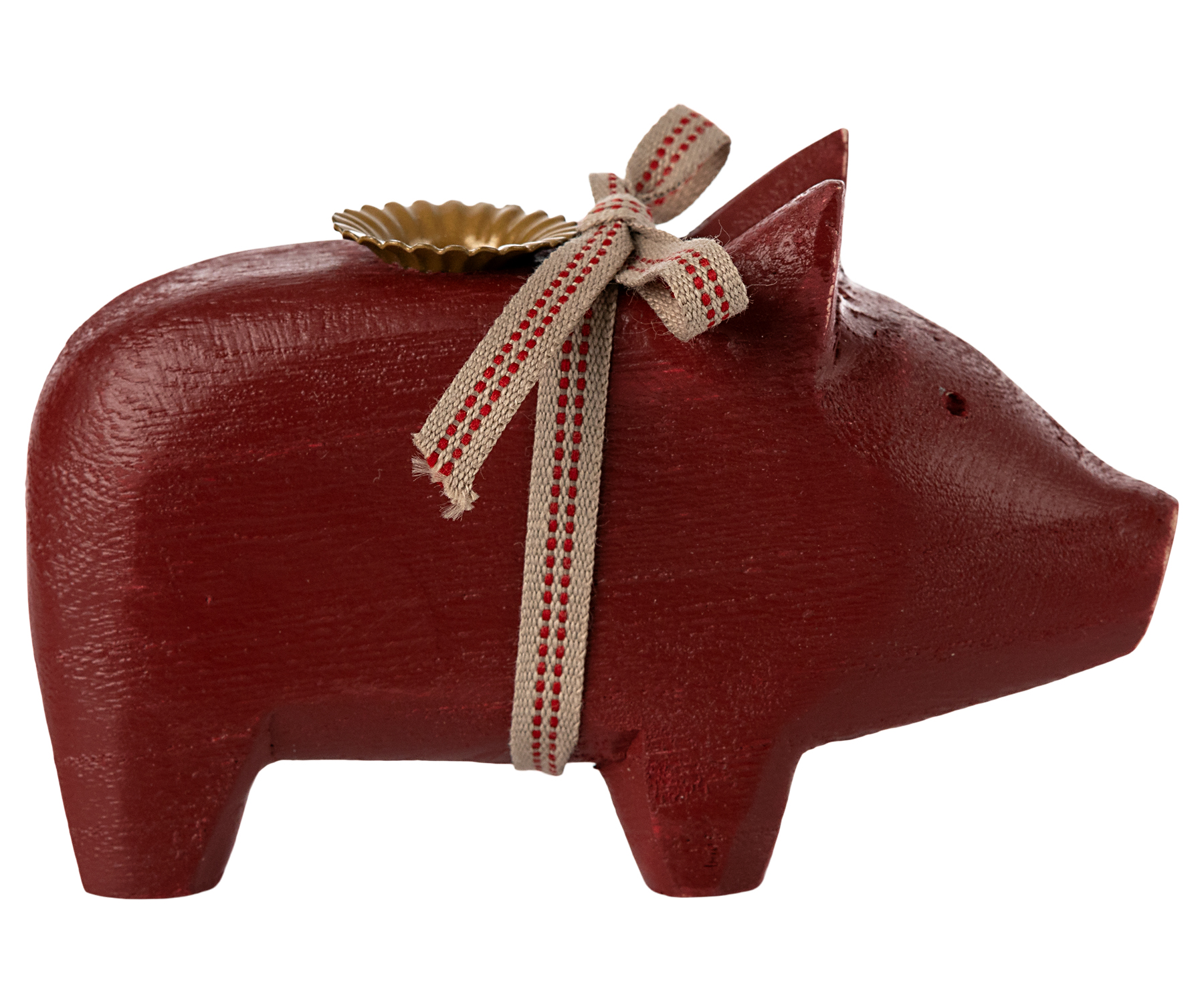 Maileg, Christmas, candle holder pig, small, red - 2
