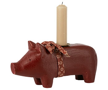 Maileg, Christmas, candlestick pig, medium, red
