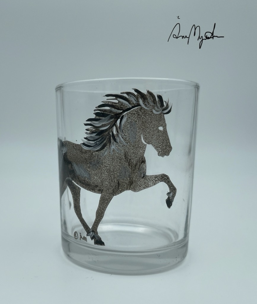 Lantern tealights Icelandic horse glass hand-painted - 2