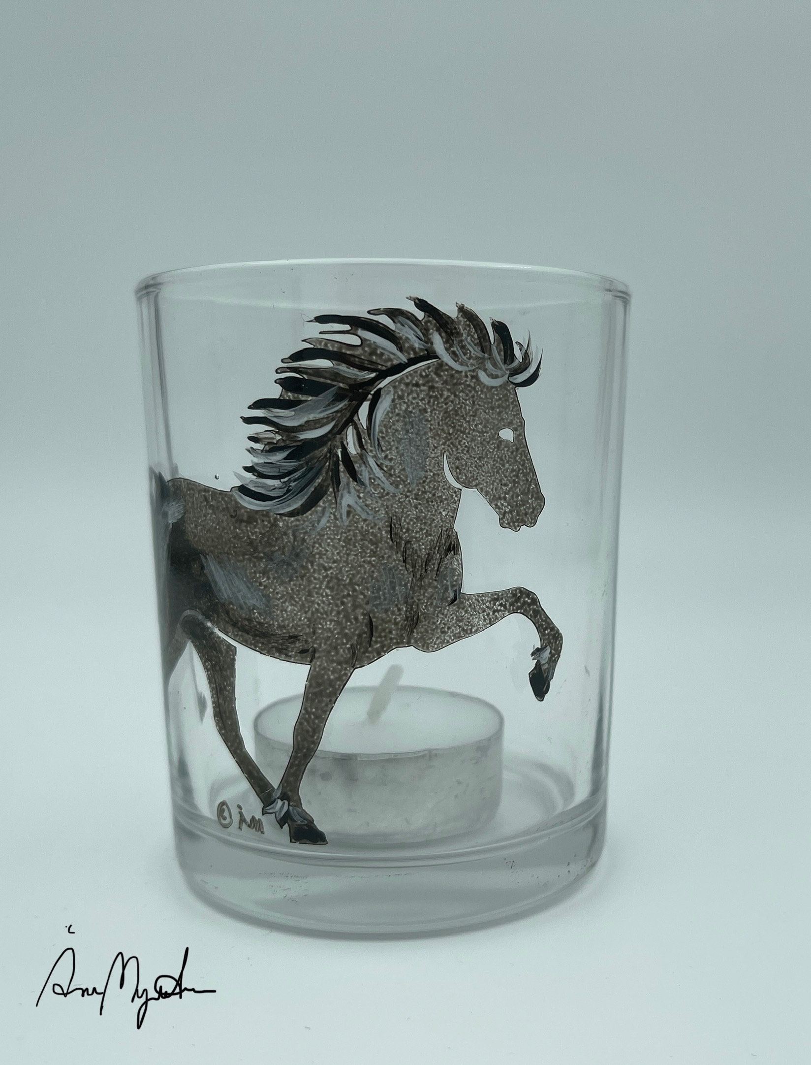 Lantern tealights Icelandic horse glass hand-painted
