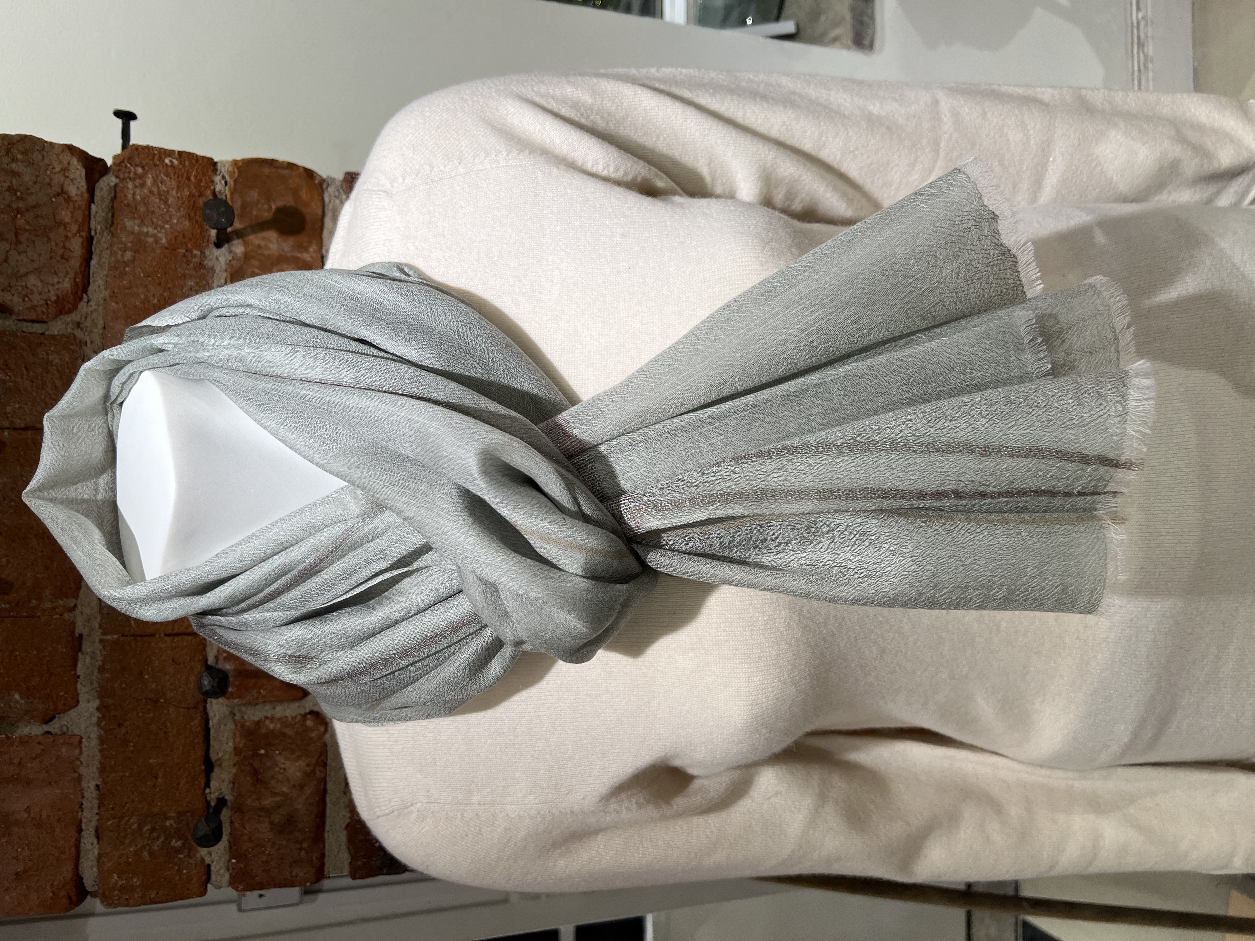 Gran Sasso - Babycashmere sjal grå-grön
