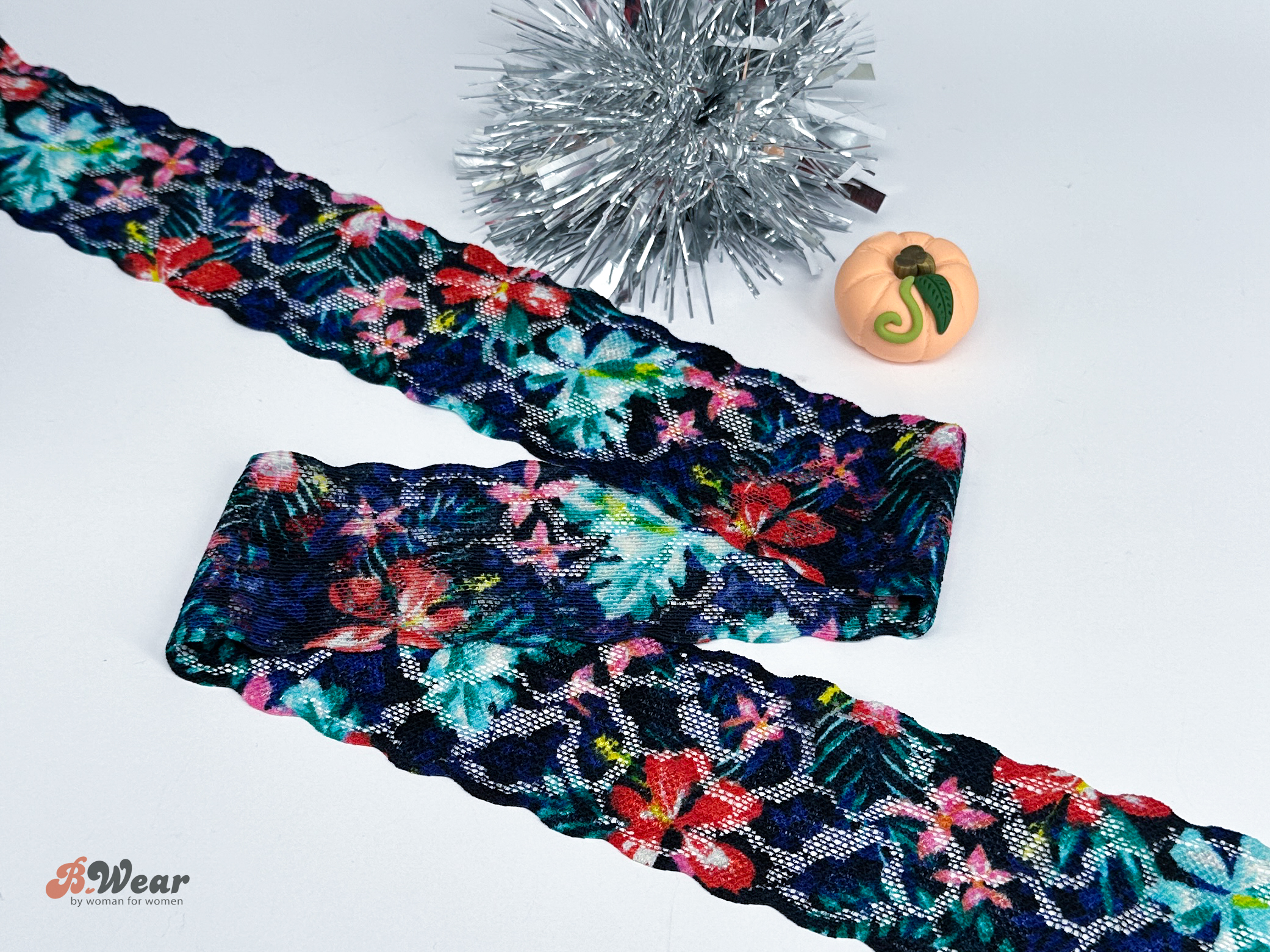 Multicoloured stretch lace - 60 mm