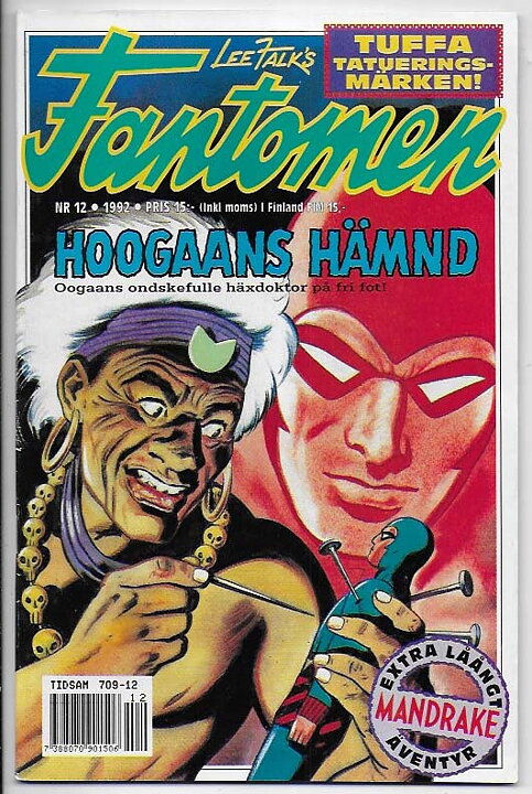 Fantomen 1992 Nr 12 FN/VF Pren-ex/med Tatueringsmärken