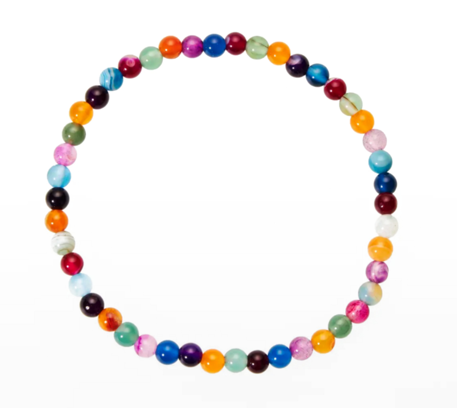 Elastiskt Armband i Agat med 4mm runda pärlor - Mixad färg