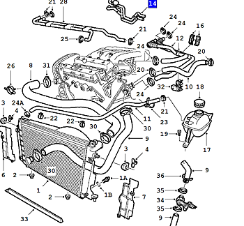  Radiator hose kit 900 95-96 RHD