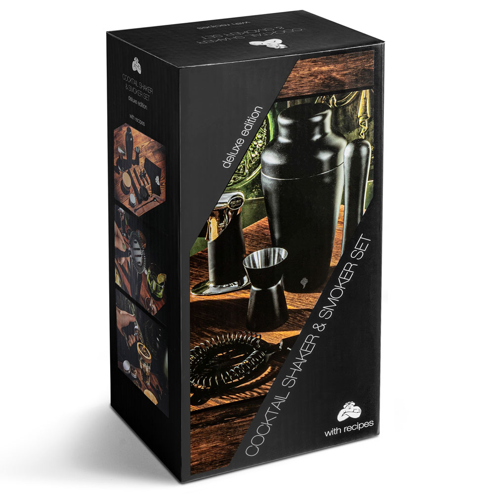 Cocktailset Deluxe med Whisky- och Cocktailrökare produktförpackning