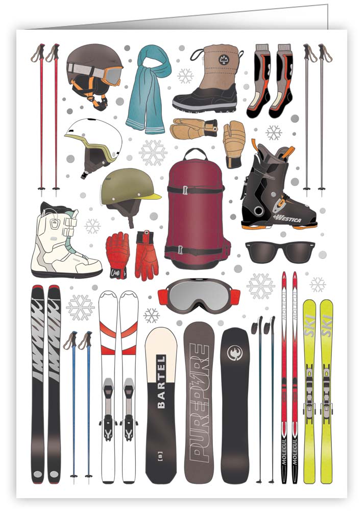 Skiing and Snowboarding Icons, Greeting Card, 3680