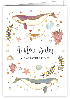A New Baby / Congratulations, Whales, Greeting Card, 3690