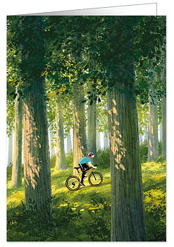 Biking in the Forest, Greeting Card, 1982