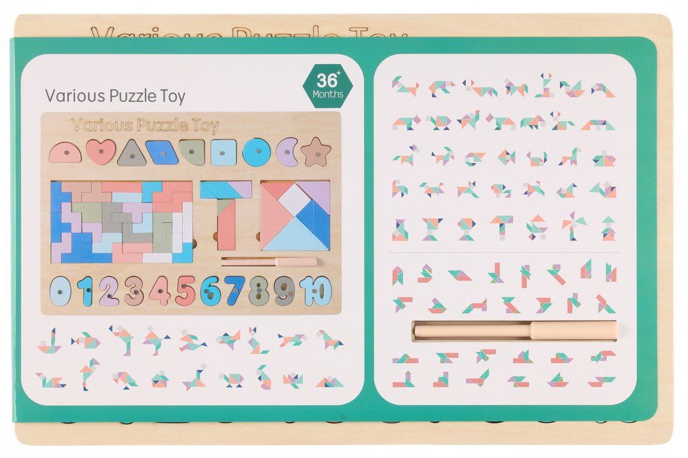 Wooden puzzle shapes and numbers - 2