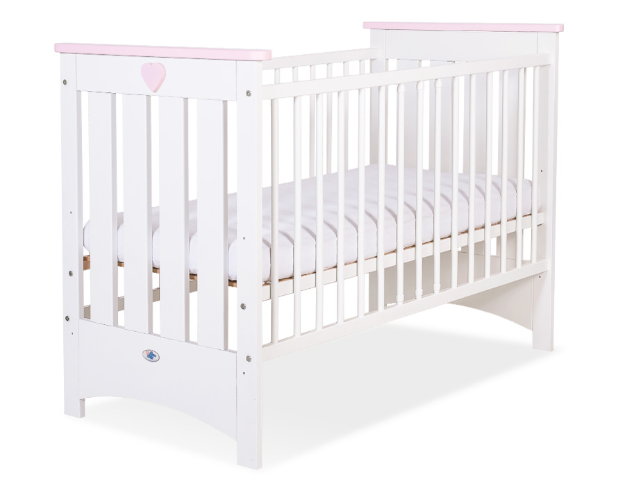 Spjälsäng i riktig trä, Lorenzo Dropside, White/Pink - 2