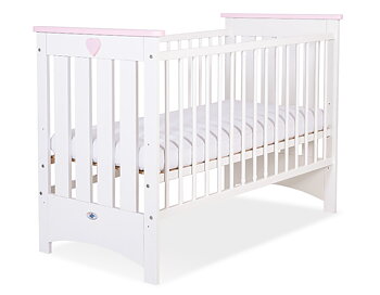 Spjälsäng i riktig trä, Lorenzo Dropside, White/Pink