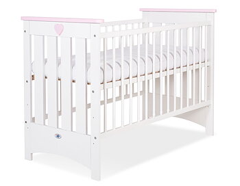 Spjälsäng i riktig trä, Lorenzo Dropside, White/Pink