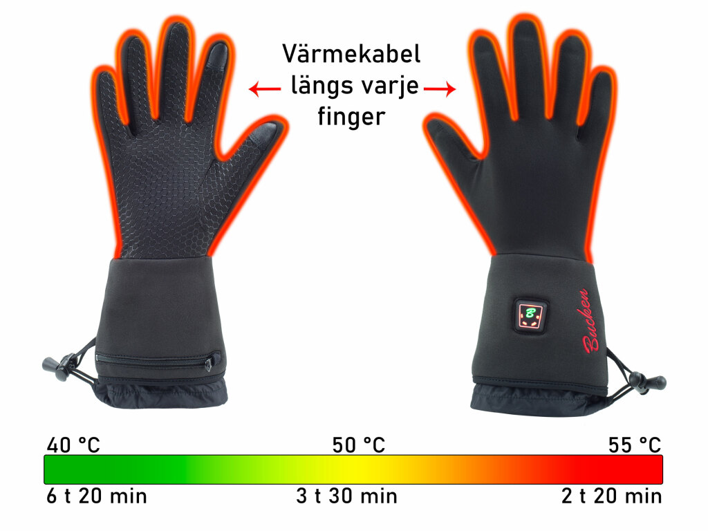 Supertunna värmehandskar med batterier & USB-laddkabel från Bucken® (S/N 23-10) - 3