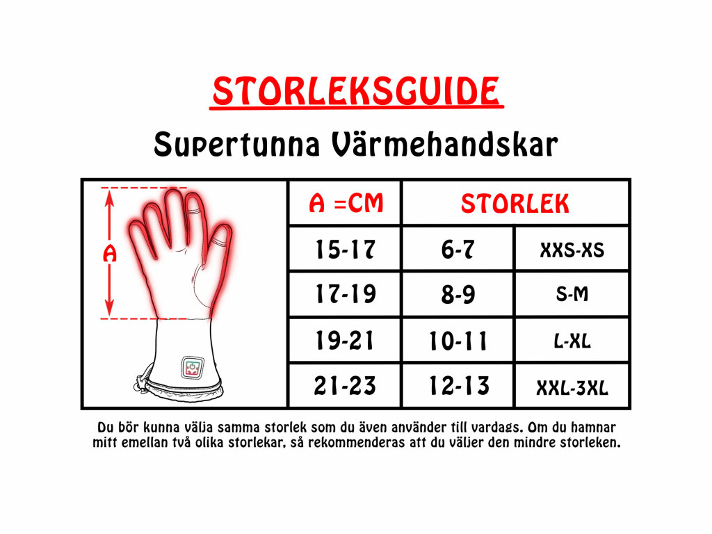 Supertunna värmehandskar med batterier & USB-laddkabel från Bucken® (S/N 23-10) - 2